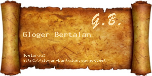 Gloger Bertalan névjegykártya